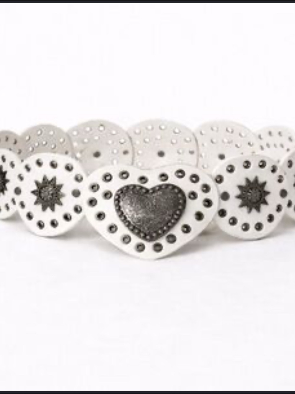 torrid White Heart & Sun Embellished belt with Antiqued Silver Accents